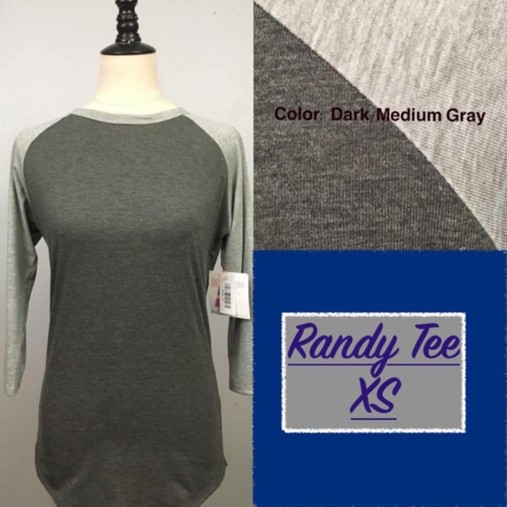 NWT Lularoe Randy T. XS. Dark grey w/medium grey